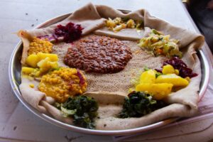 ethiopian food truck food on a plate